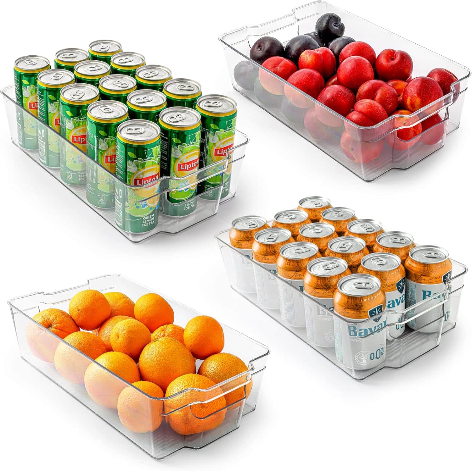 Zulay Kitchen - 4 Pack Refrigerator Organizer Bins - XL Fridge Organizers and Storage - Clear