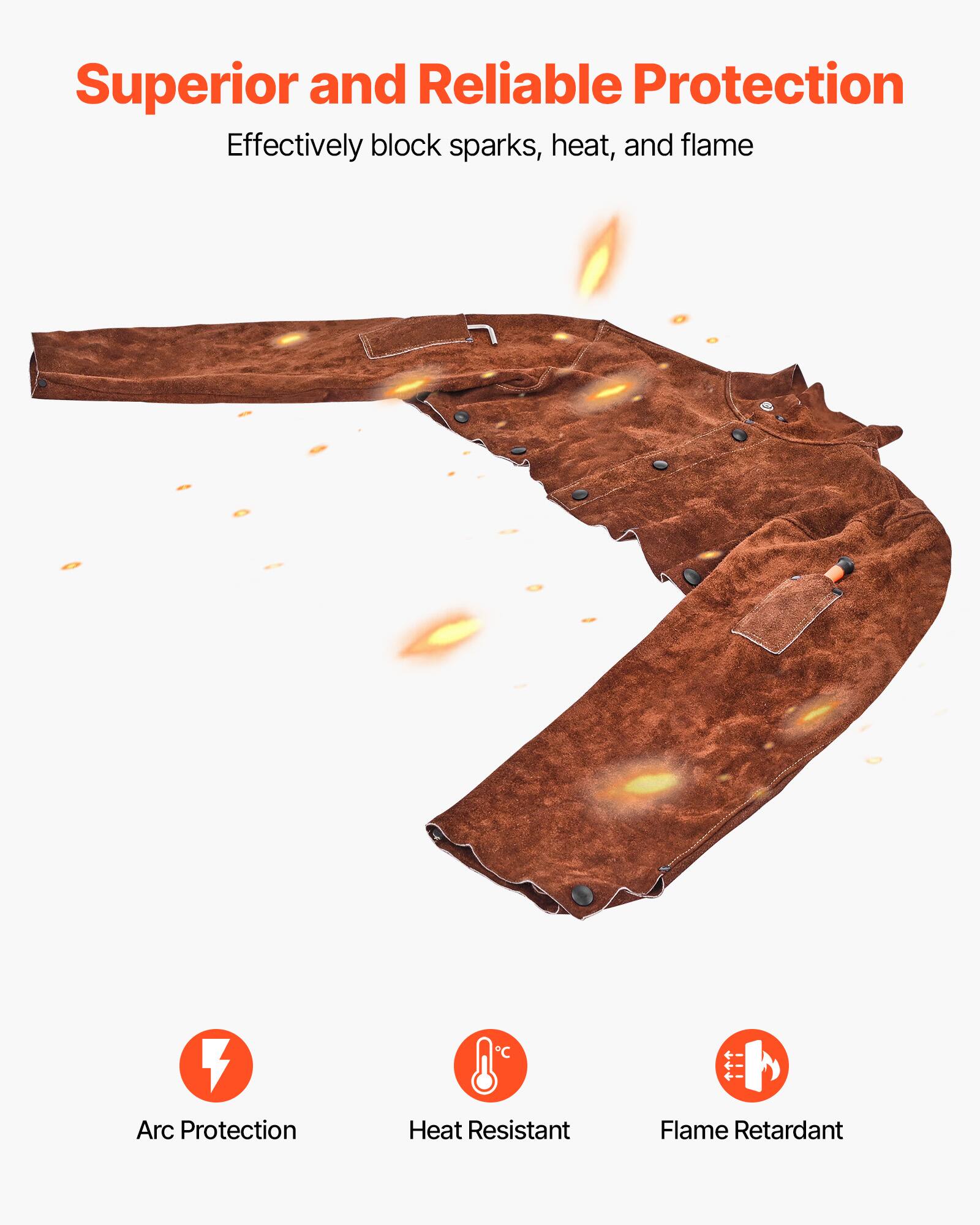 Superior and Reliable Protection  
Effectively block sparks, heat, and flame  

V Arc Protection  
Heat Resistant  
Flame Retardant
