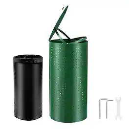 VEVOR - Dog Poop Trash Can with 50 Liner Bags, 11.5 Gallons Outdoor Dog Waste Bin with Lid & Liner Clip for Pet Waste Station - Green
