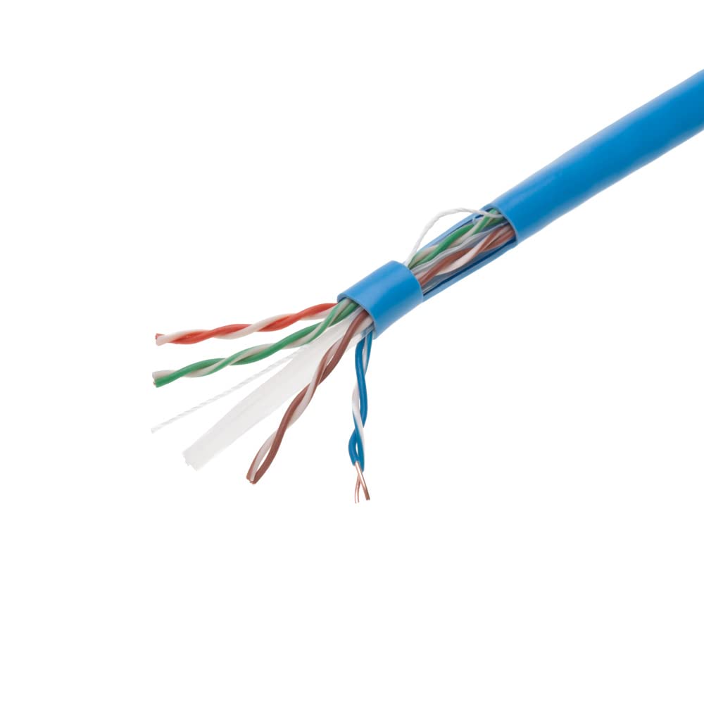 Left. Cables Direct Online - Cat6 Ethernet Cable 1000ft Bulk CMR Riser 23AWG Solid CCA 550MHz UTP Network Wire Pull Box - Blue.