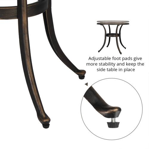 Adjustable foot pads give more stability and keep the side table in place.