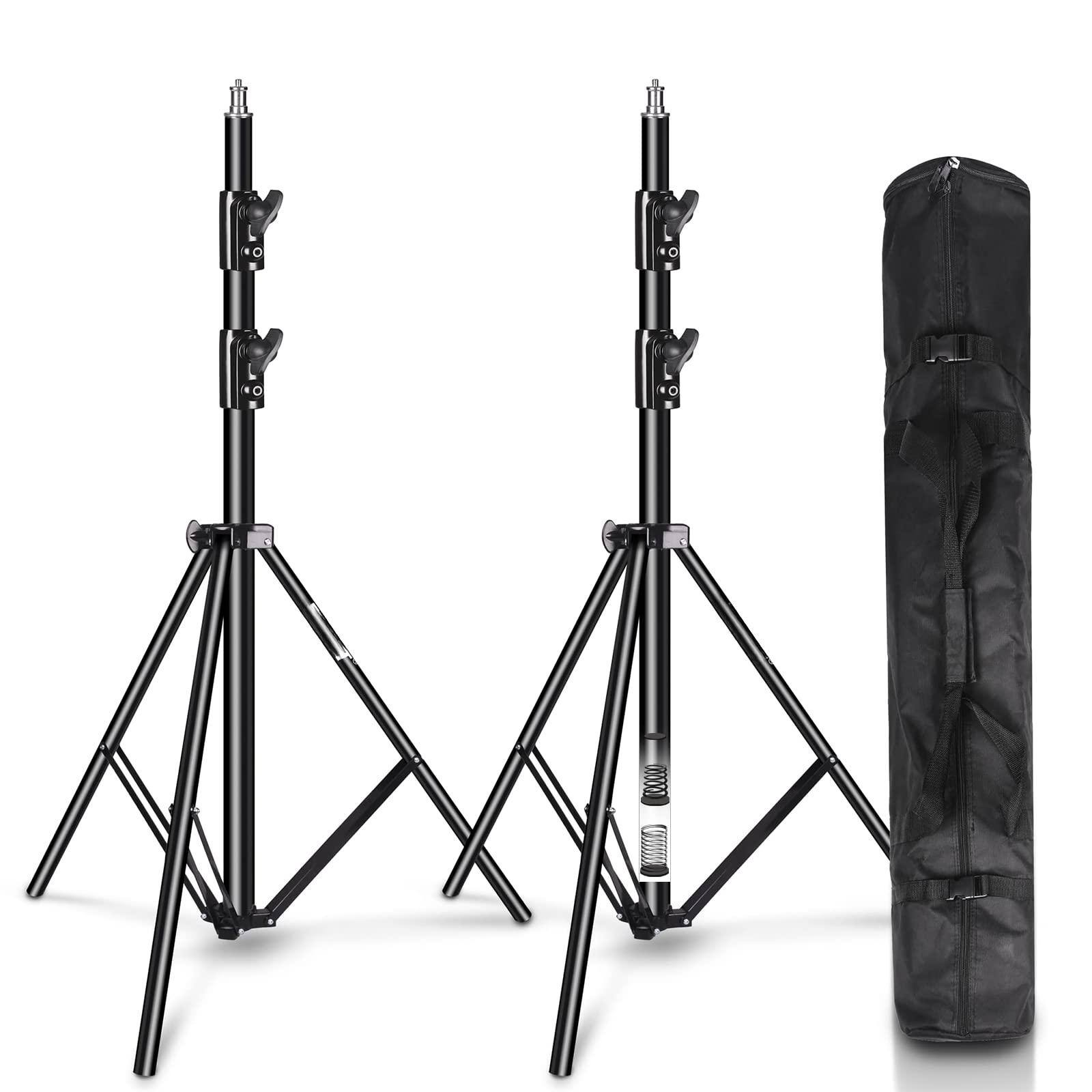 Reds Spade - EMART Heavy Duty Light Stand Spring Cushioned Aluminum Construction Photo Video Studio Tripod Carrying - 2 Pack