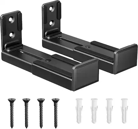 Front. Schertz - Adjustable Soundbar Mount Under TV – Depth & Height Adjustable 3.5" to 6.1" – Wall Mount Bracket, Black - Black.