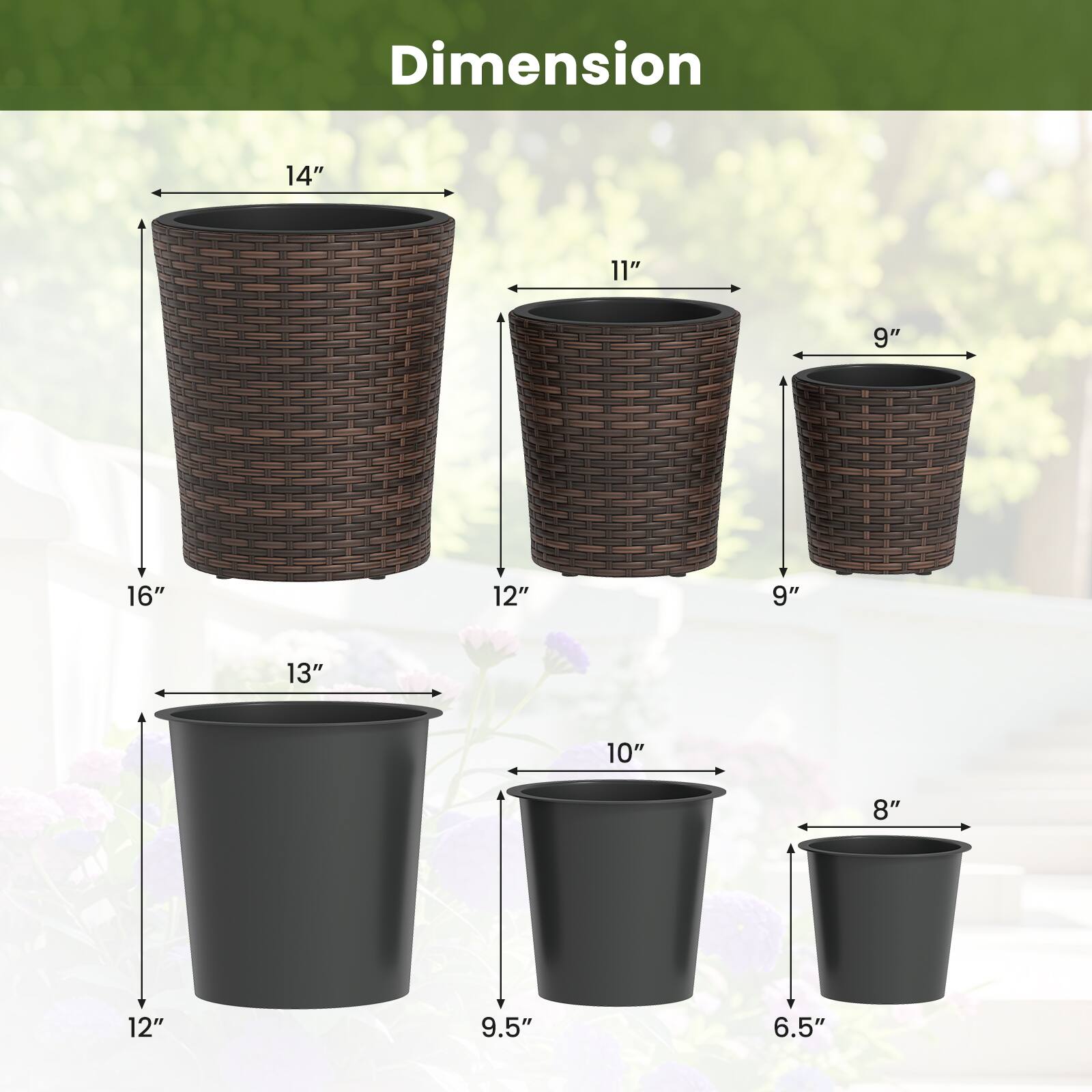 Dimension: 14" x 11" x 9", 16" x 12" x 9", 13" x 10" x 9.5", 12" x 8" x 6.5"
