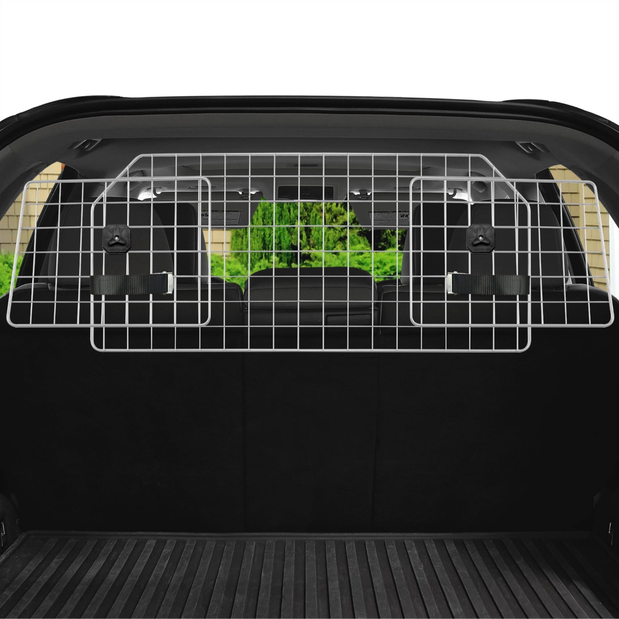 Front. Jumbl - Dog Barrier for SUV's, Cars & Vehicles, Heavy-Duty - Adjustable Pet Barrier, Universal Fit - Black.