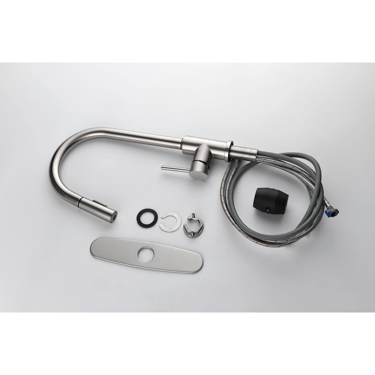 Alt View 5. Siljoy - Kitchen Faucet with Pull Down Sprayer - Brushed Nickel.