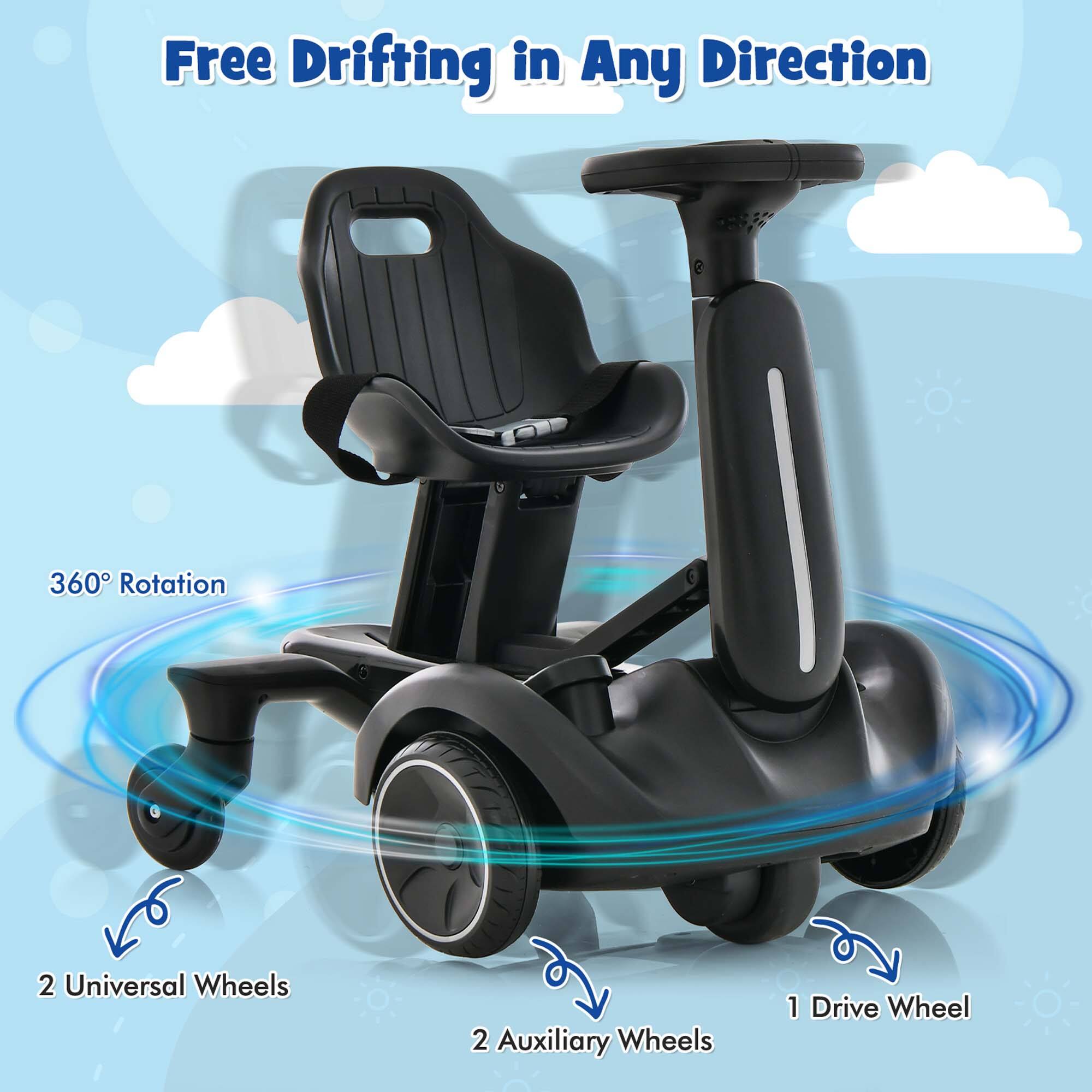 Free Drifting in Any Direction  
360° Rotation  
2 Universal Wheels  
2 Auxiliary Wheels  
1 Drive Wheel
