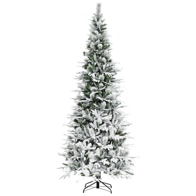 Front. PULUZ - 9 feet Unlit Snow Flocked Pine Artificial Christmas Tree with Realistic Branches and 1159 Tips - Green.