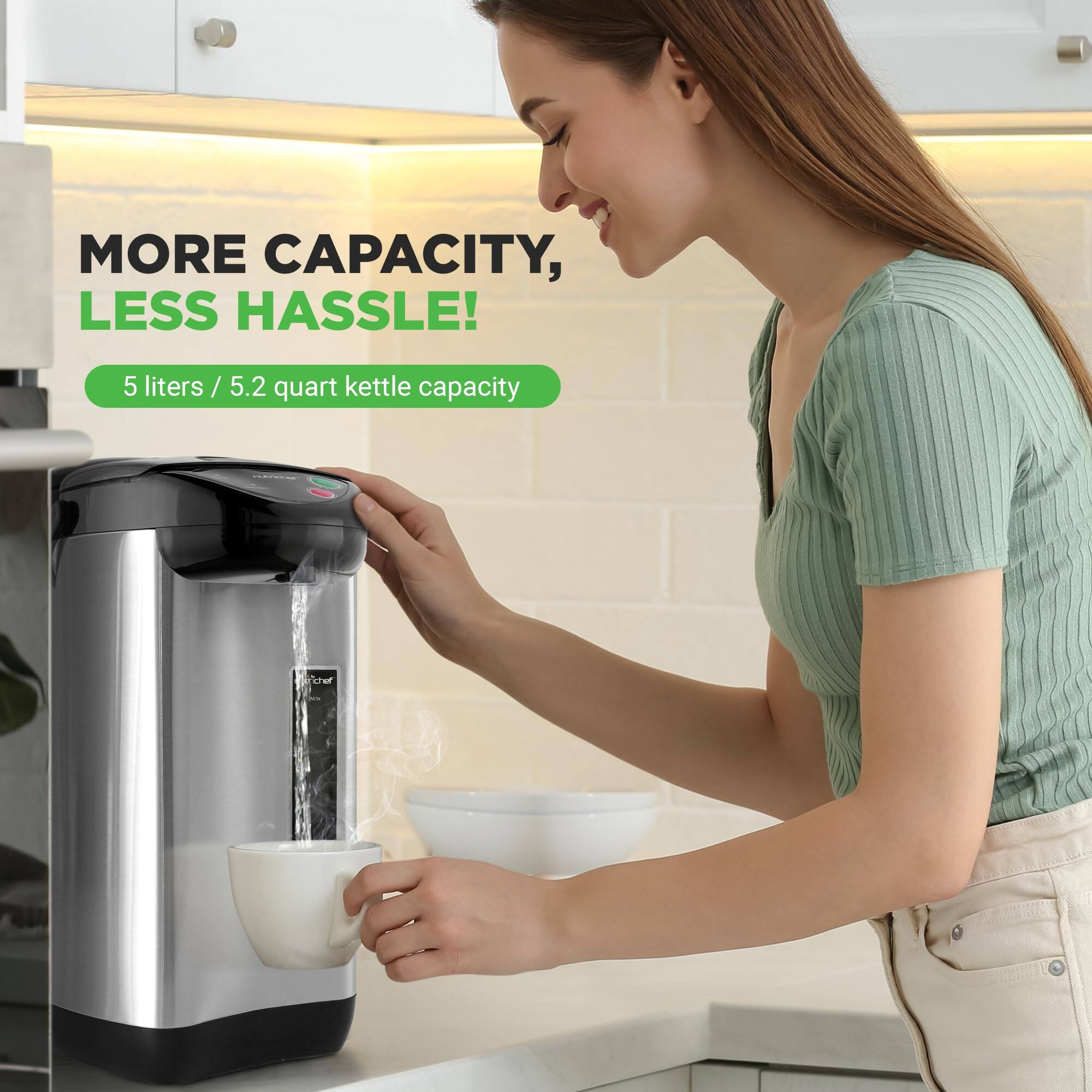 MORE CAPACITY, LESS HASSLE!  
5 liters / 5.2 quart kettle capacity