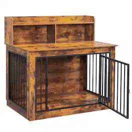 Winado - Wooden 41in Dog Crate Indoor with Storage, Door, End Table Decorative Pets Cage