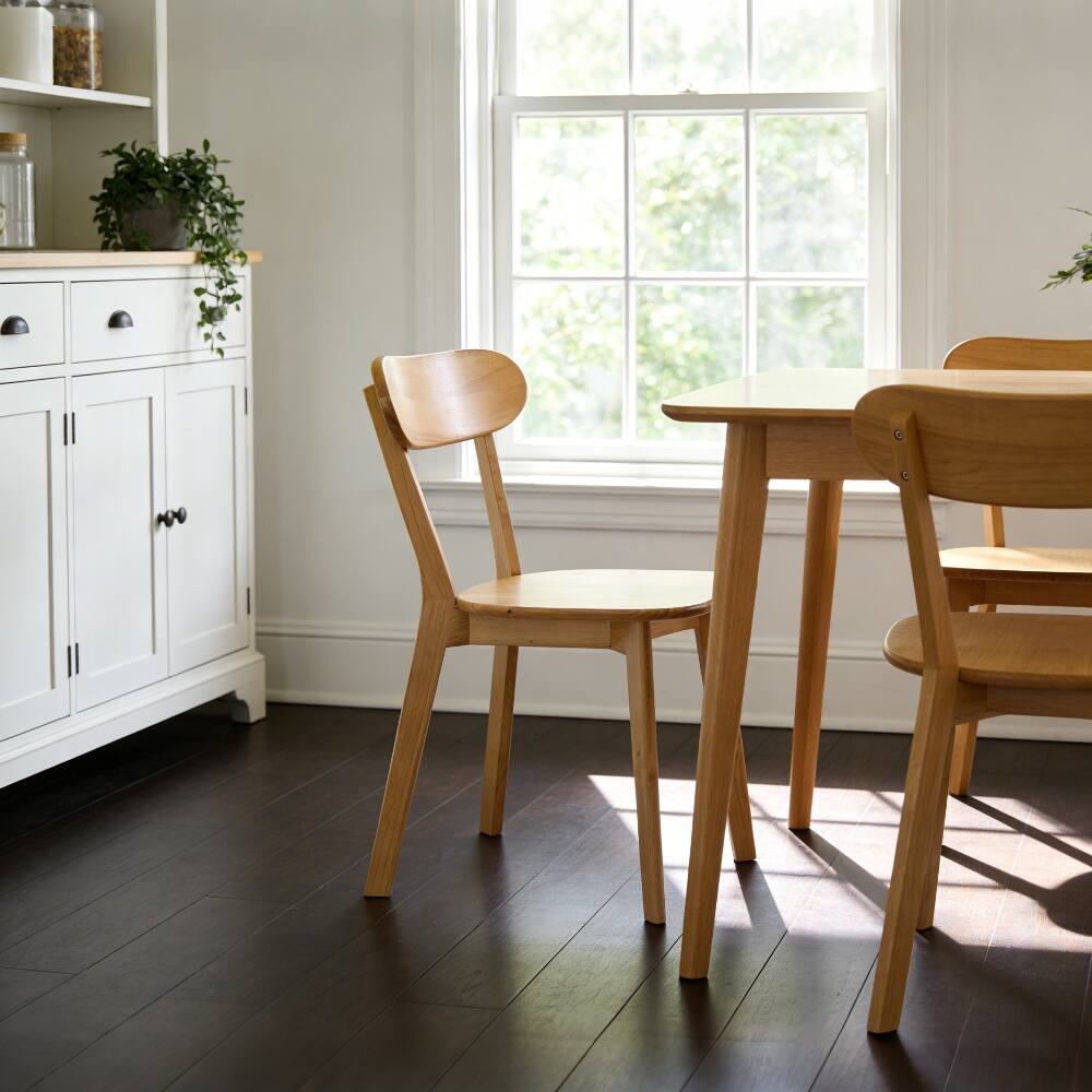 Alt View 7. Loheer - Loheer Solid Wood Dining Chairs Set of 2 Mid Century Modern Natural Wood Kitchen Chairs Curved Backrest - Natural Wood.