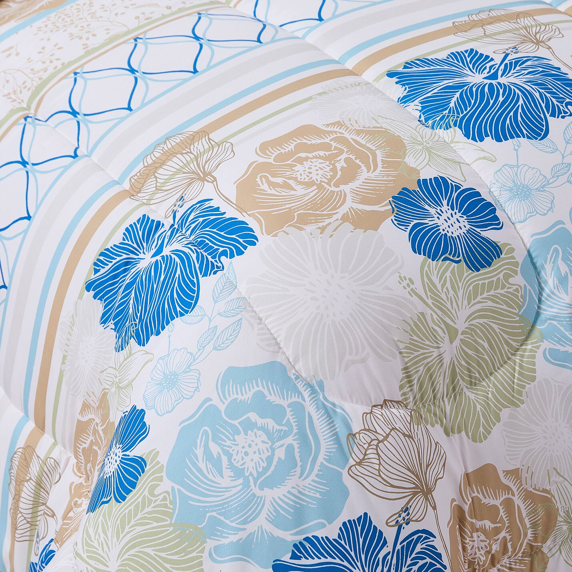 Alt View 1. Sweet Home Collection - 7 Piece Floral Stripe Bed in a Bag Comforter & Sheet Set - Queen - Multicolored.