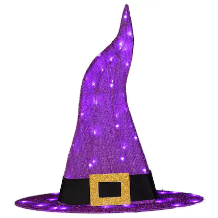 Front. Gemmy - Gemmy Purple 50 ct 30 in. LED Prelit Witch Hat Yard Decor - Multicolored.
