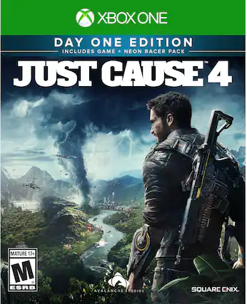 XBOX ONE DAY ONE EDITION INCLUDES GAME + NEON RACER PACK JUST CAUSE 4 MATURE 17+ M 2 ESRB AVALANCHE STUDIOS SQUARE ENIX. - M (Mature 17+)