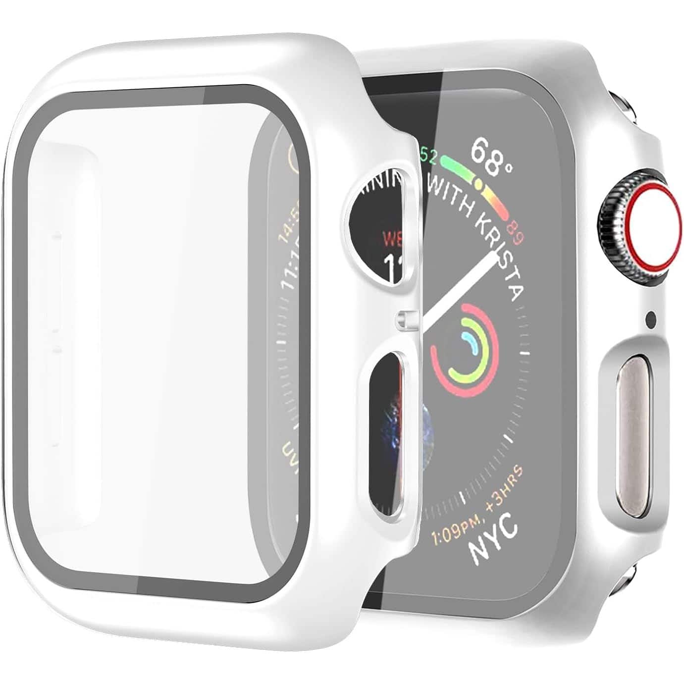 Entronix - Case Compatible with iWatch Series 11, 46mm - Hard Cover w/ Built-In Screen Protector - White