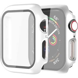Entronix - Case Compatible with iWatch Series 11, 46mm - Hard Cover w/ Built-In Screen Protector - White