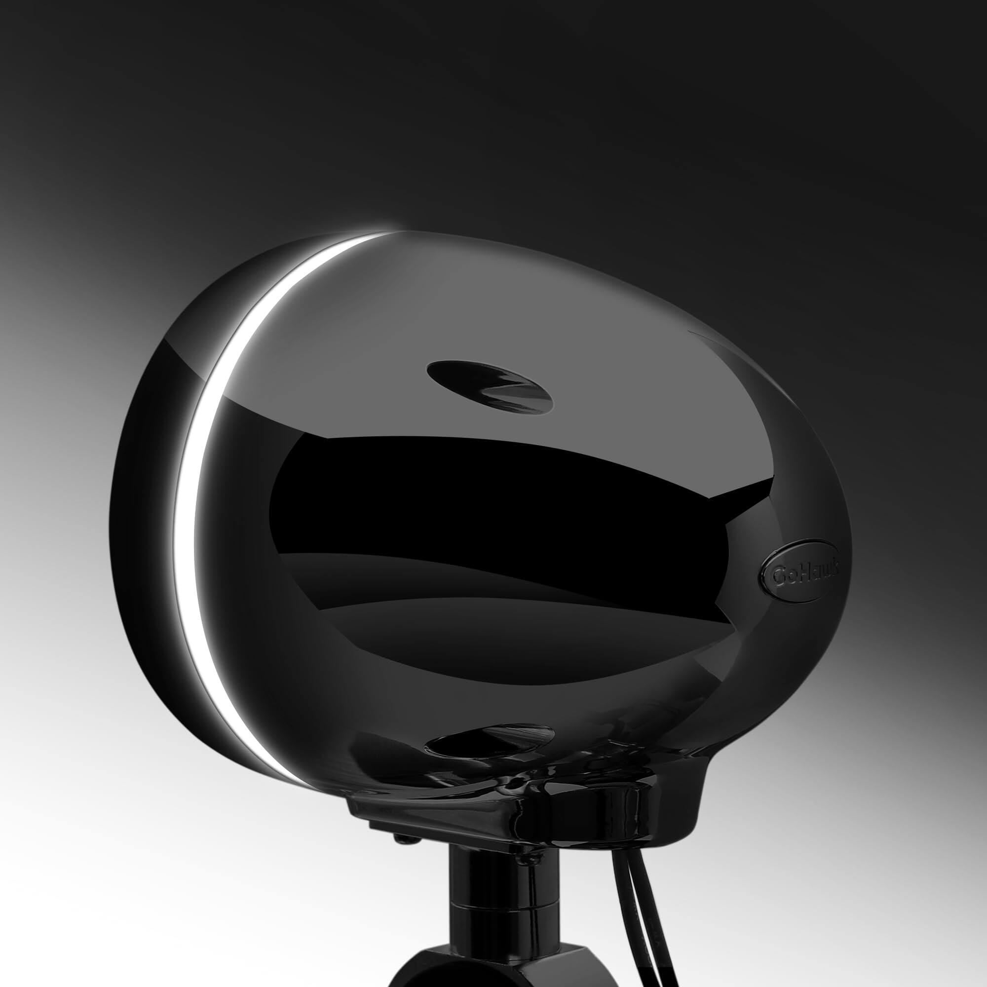 Alt View 1. GoHawk - Bluetooth Motorcycle Speakers, 4" Waterproof Stereo Stereo Audio System w/ Built-in Amp, LED Halo, USB for Harley ATV - Black.