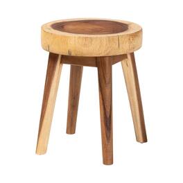 bali & pari - Jia Suar Wood End Table - Handcrafted Side Table with Live Edge Round Top and Tapered Legs, Accent Furniture - Natural Brown