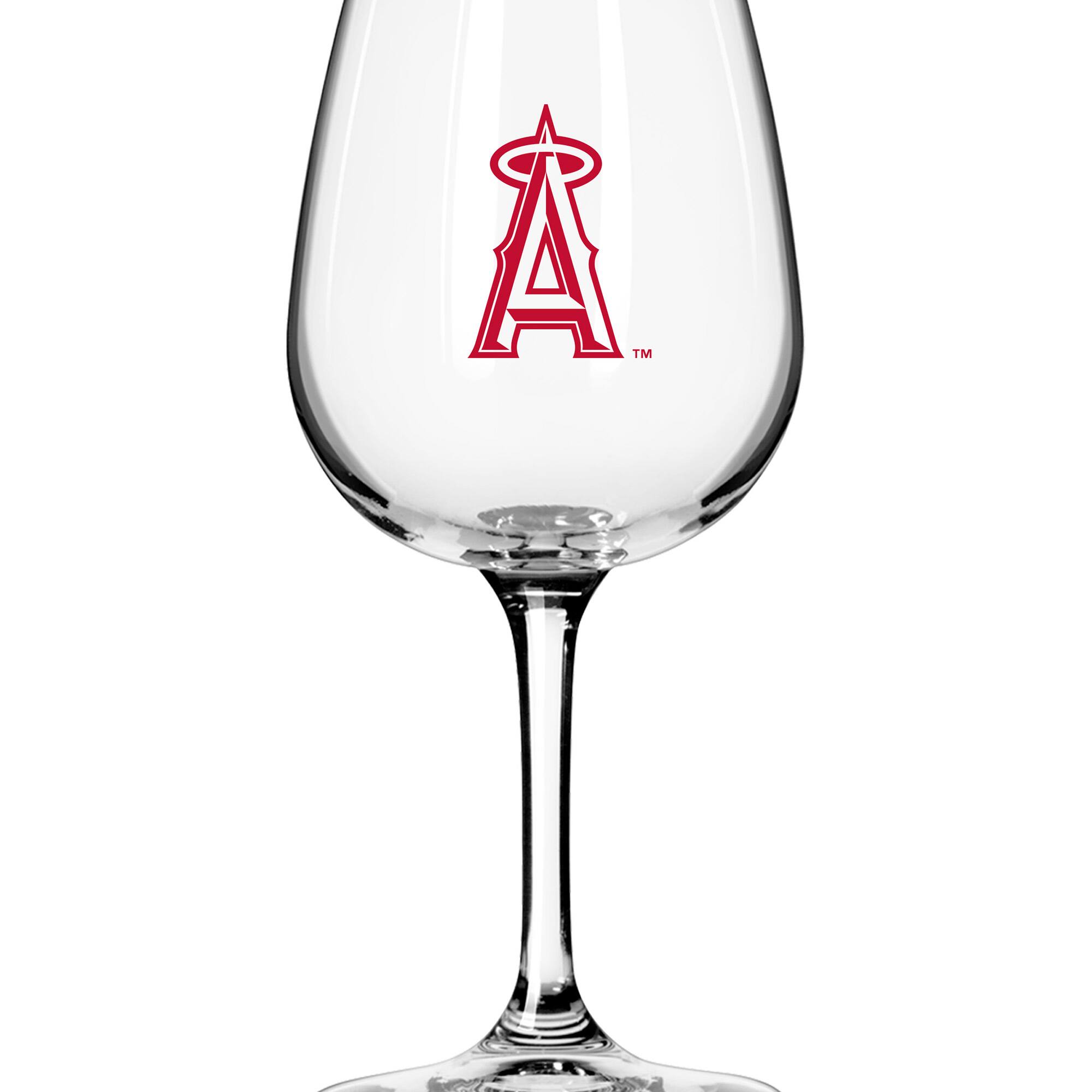 Front. Logo Brands - Los Angeles Angels Logo 12oz. Stemmed Wine Glass - Multicolor.