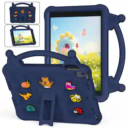 UUCOVER - Kids Case for iPad 9th 8th 7th Generation 10.2-inch (2021/2020/2019) ,Shockproof EVA Case with Handle Kickstand Cover - Navyblue