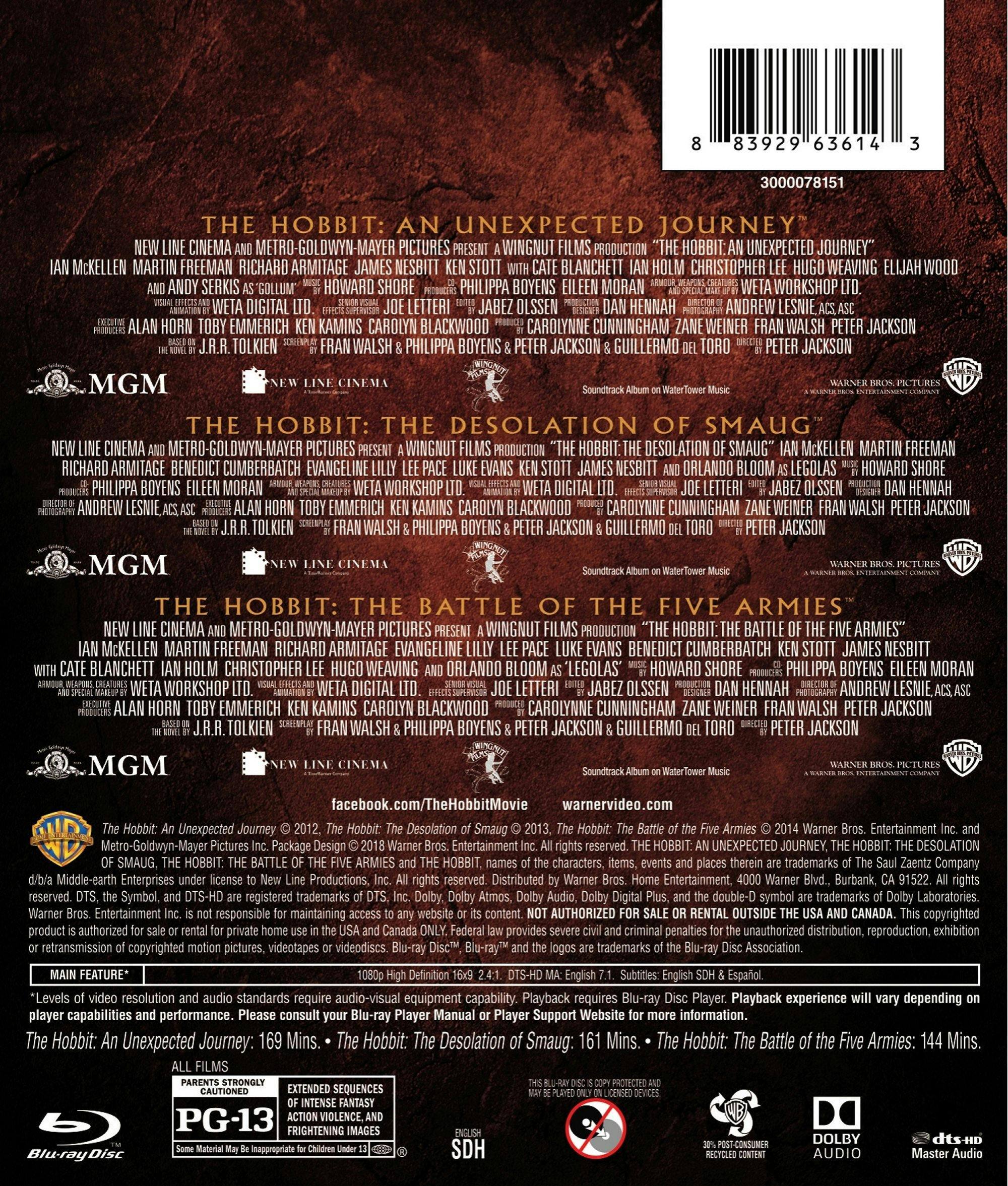 Angle. The Hobbit: Trilogy (Box Set) [Blu-ray].