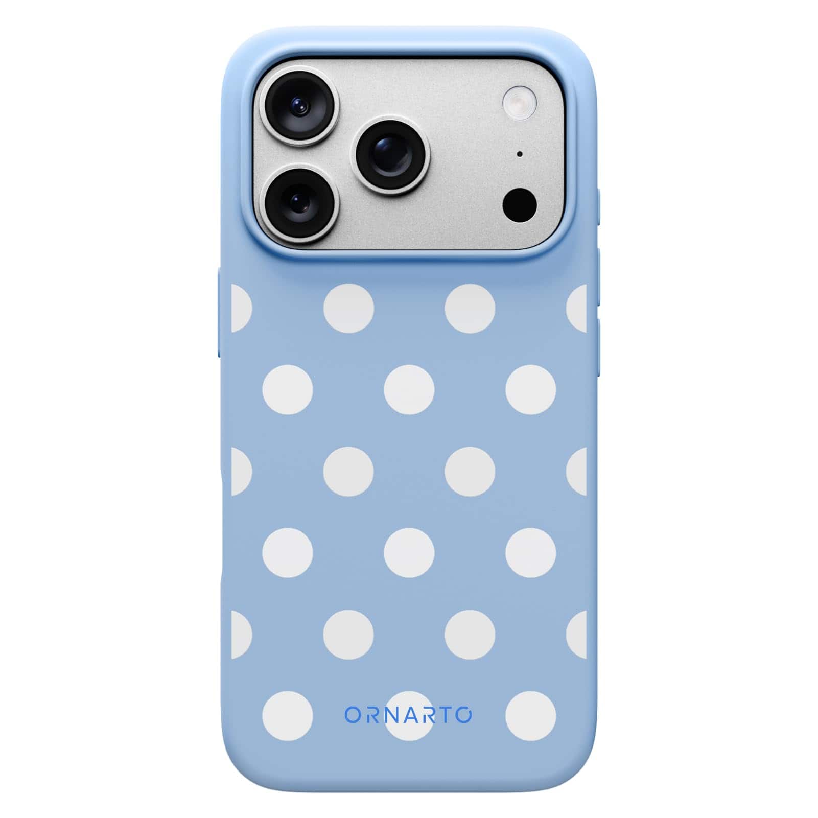 Ornarto - Designed for iPhone 17 Pro Case, Liquid Silicone Soft Gel Shockproof Protective Case-Blue White Polka - Blue White Polka Dot