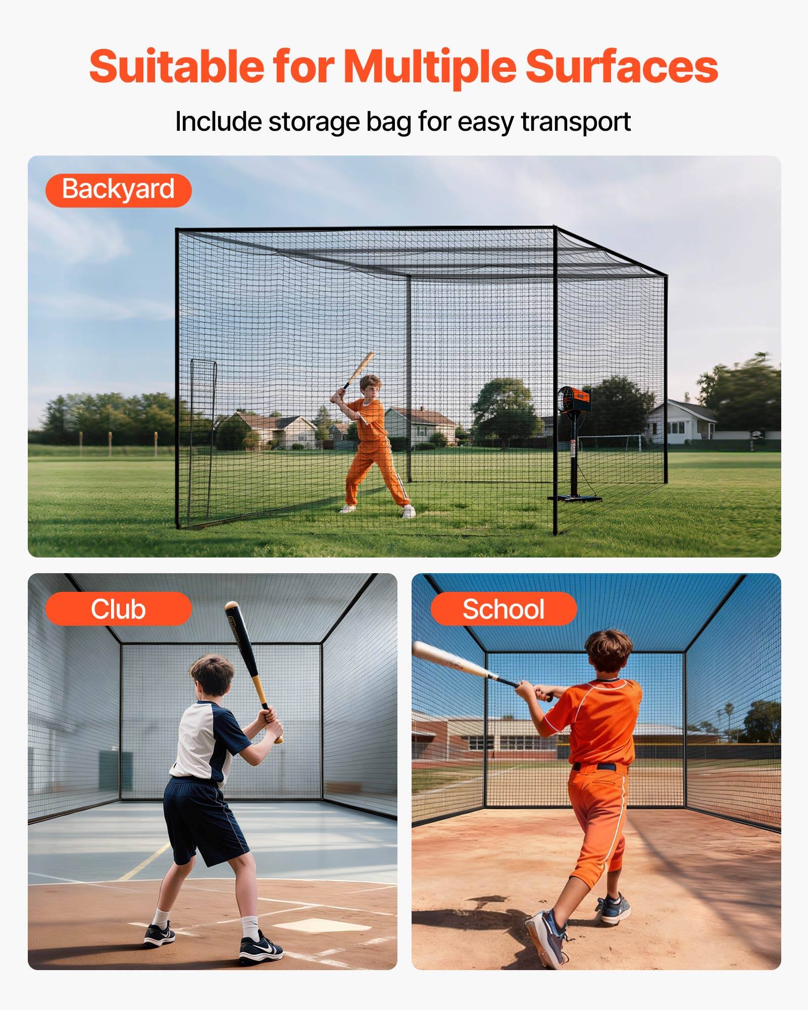 Suitable for Multiple Surfaces  
Include storage bag for easy transport  

Backyard  
Club  
School