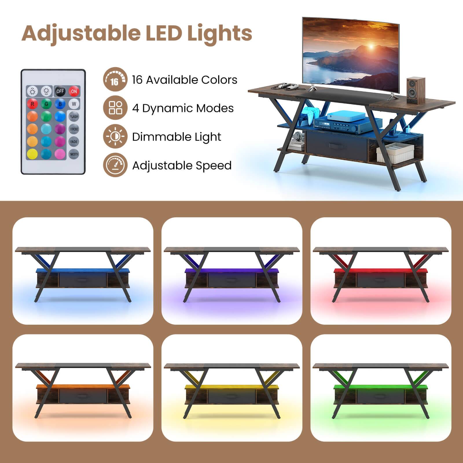Adjustable LED Lights

- OFF
- 16 Available Colors
- 4 Dynamic Modes
- Dimmable Light
- Adjustable Speed
