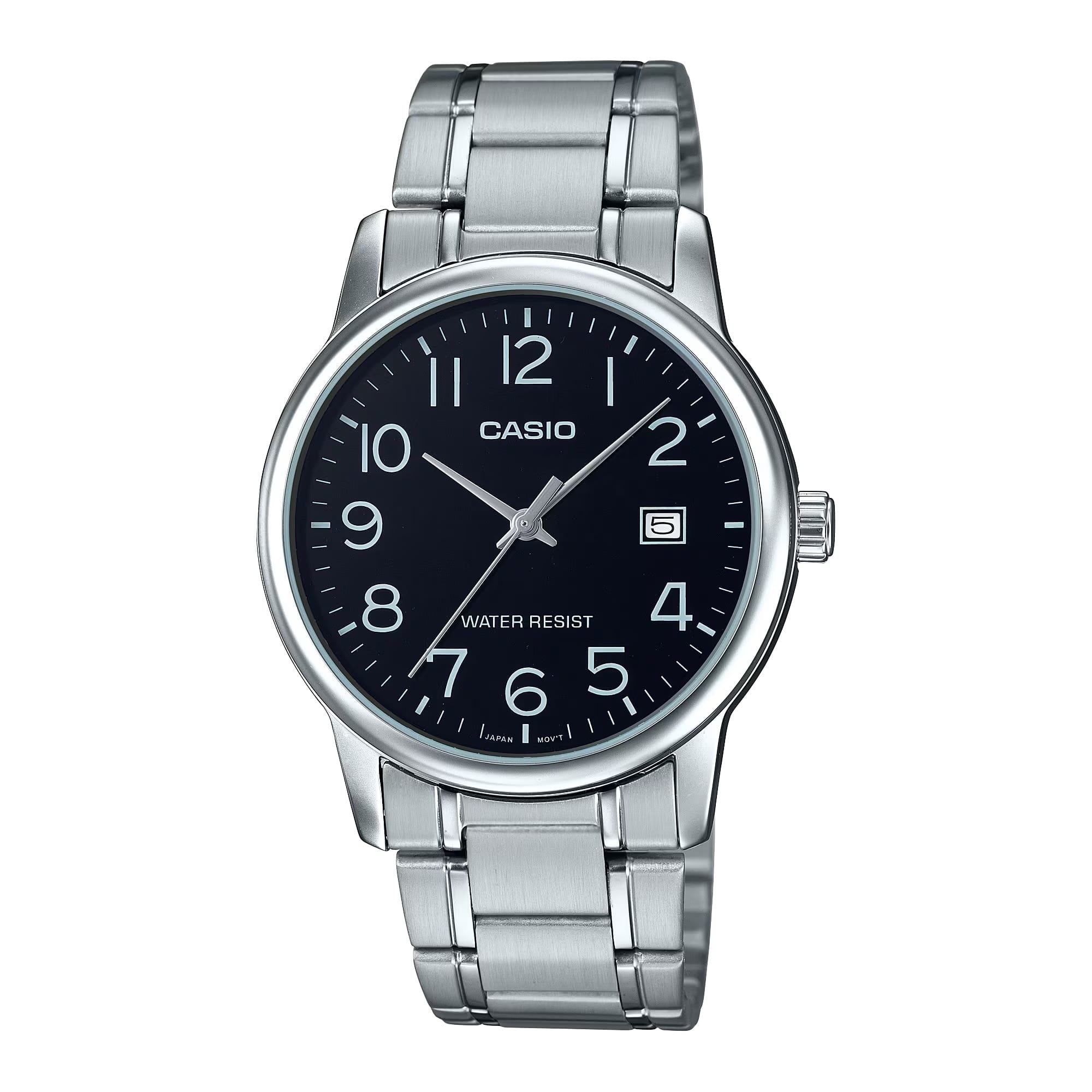 Casio - Men’s Black Dial Analog Watch with Stainless Steel Band - MTP-V002D-1B - Silver price history on PriceWatchPro