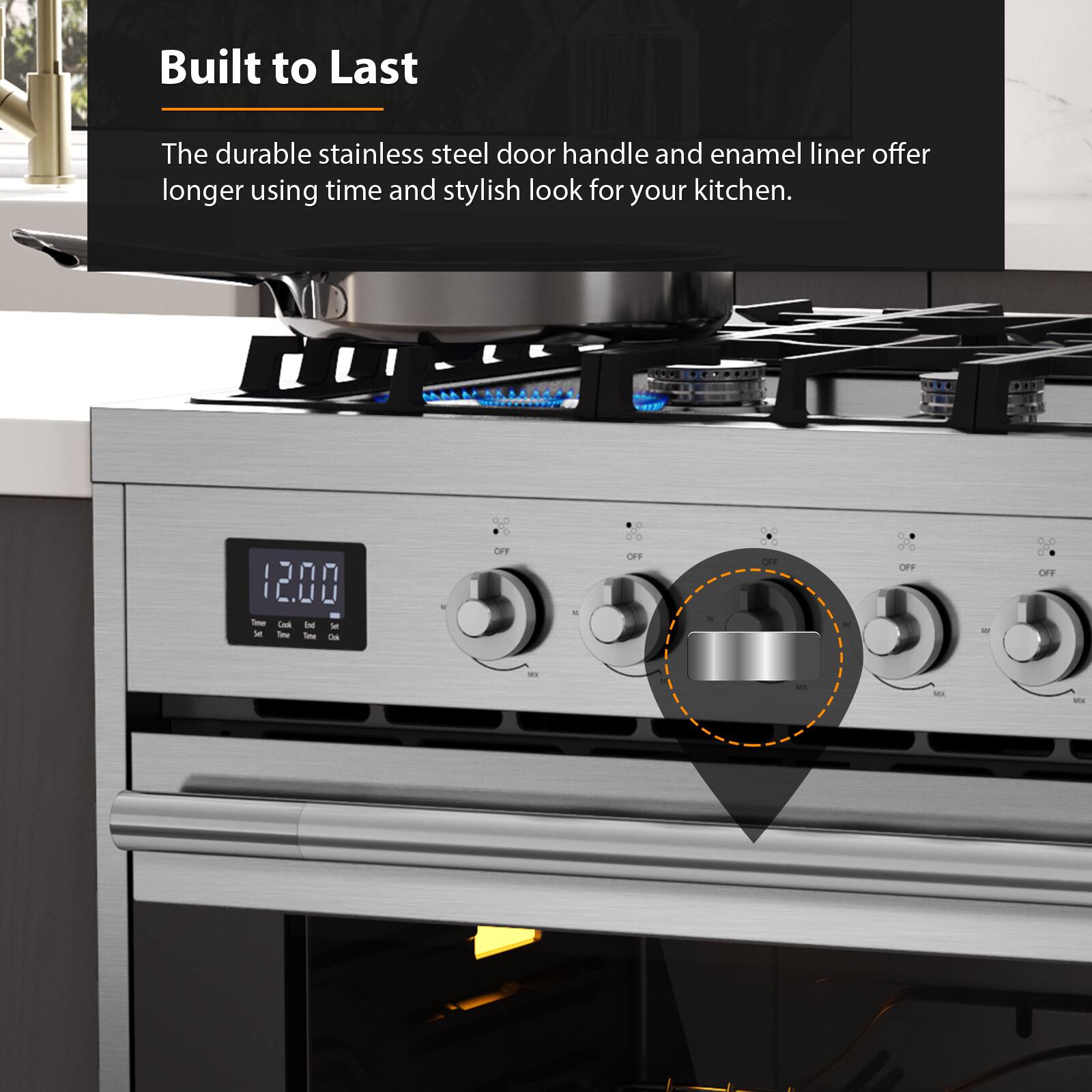 Built to Last

The durable stainless steel door handle and enamel liner offer longer using time and stylish look for your kitchen.

12:00 - Timer - Cook - Set - Time - Clock - OFF - OFF - OFF - OFF - OFF - OFF