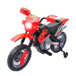 Ecooso - 6V Kids Electric Dirt Bike with Training Wheels, Music, Lights, and Rear-Wheel Drive - Red