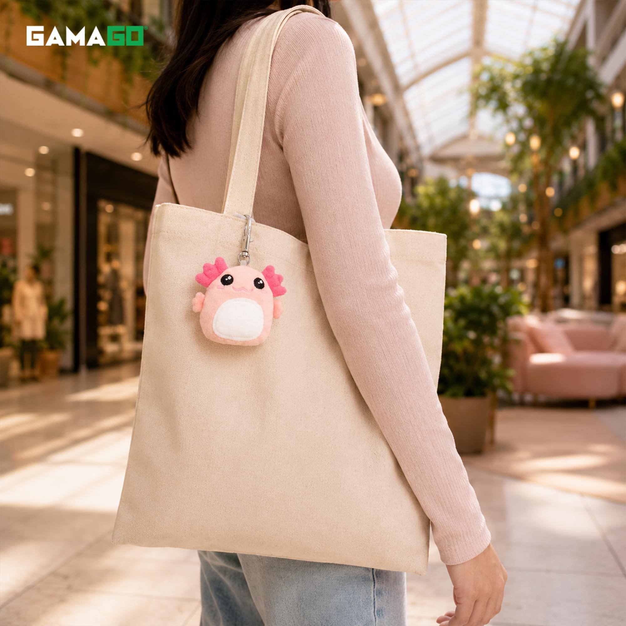 Alt View 3. NMR Distribution - GAMAGO BFF Axolotl 4-Inch Plush Bag Clip - Pink.