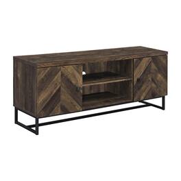 Manhattan Lane - 60 Inch TV Media Console Cabinet, 2 Herringbone Doors - Brown