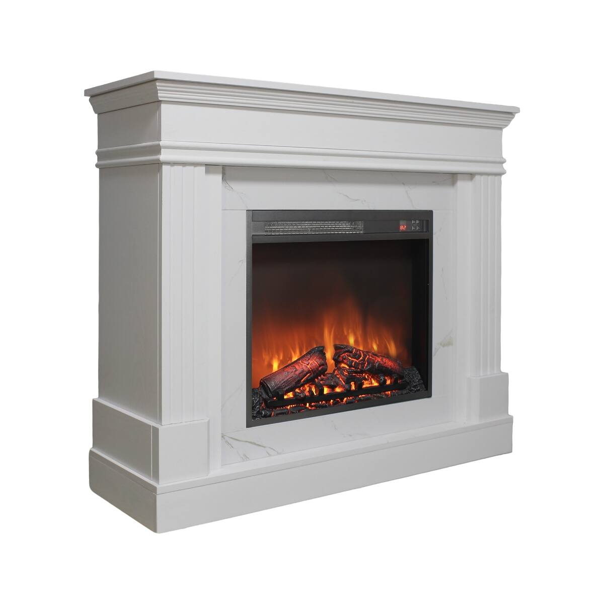 Alt View 6. Loheer - Loheer 44 inch electric fireplace with mantel, 23 inch fireplace insert heater, Jasmine White - White.