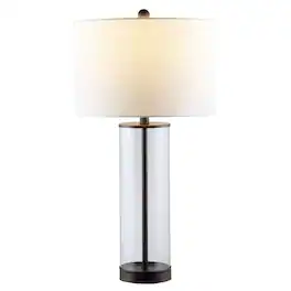 Jonathan Y - Collins 29.25" Glass LED Table Lamp, Oil Rubbed Bronze - Oil Rubbed Bronze/Clear
