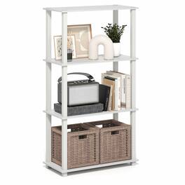 Furinno - TURN-S-TUBE Storage Shelves, 4-Tier Book Shelf, Corner Shelf, Toolless Open Frame Standing Shelves - White
