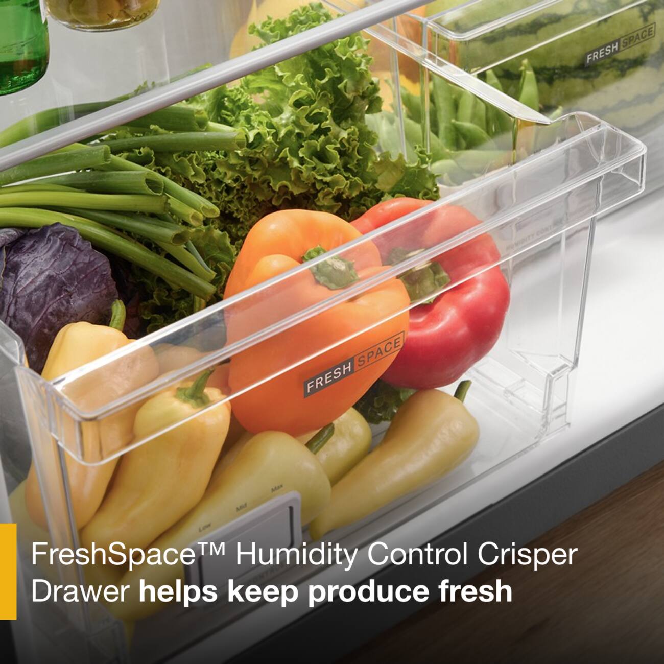 SPACE FRESH SPACE FRESH And Adar™ Control FreshSpace Humidity Crisper Drawer helps keep produce fresh