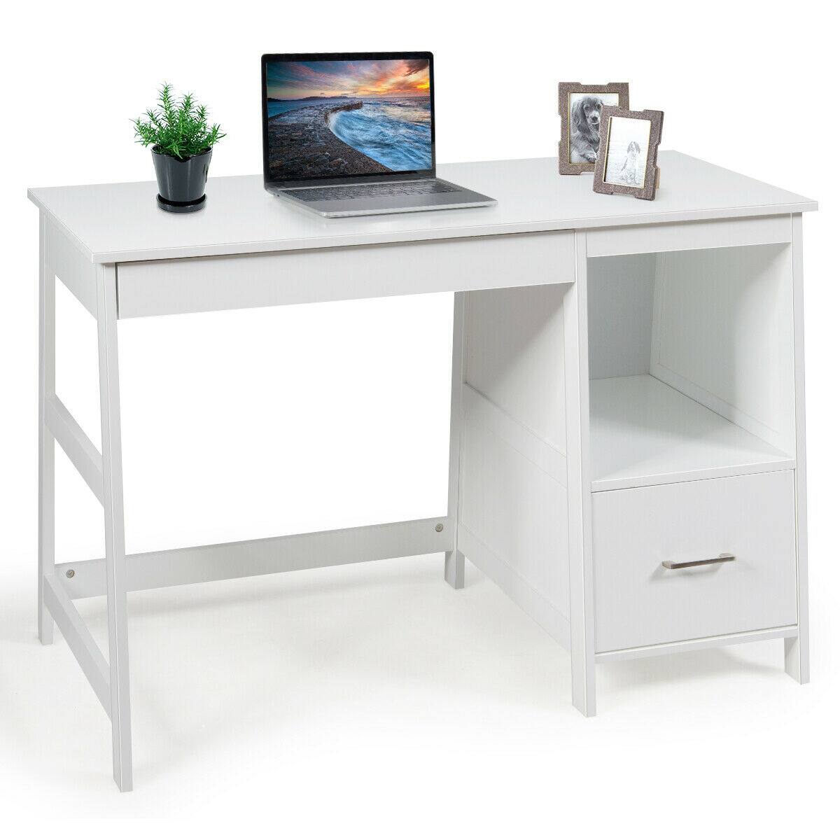 Alt View 1. Sugift - 47.5 Inch Modern Home Computer Desk with 2 Storage Drawers - White.