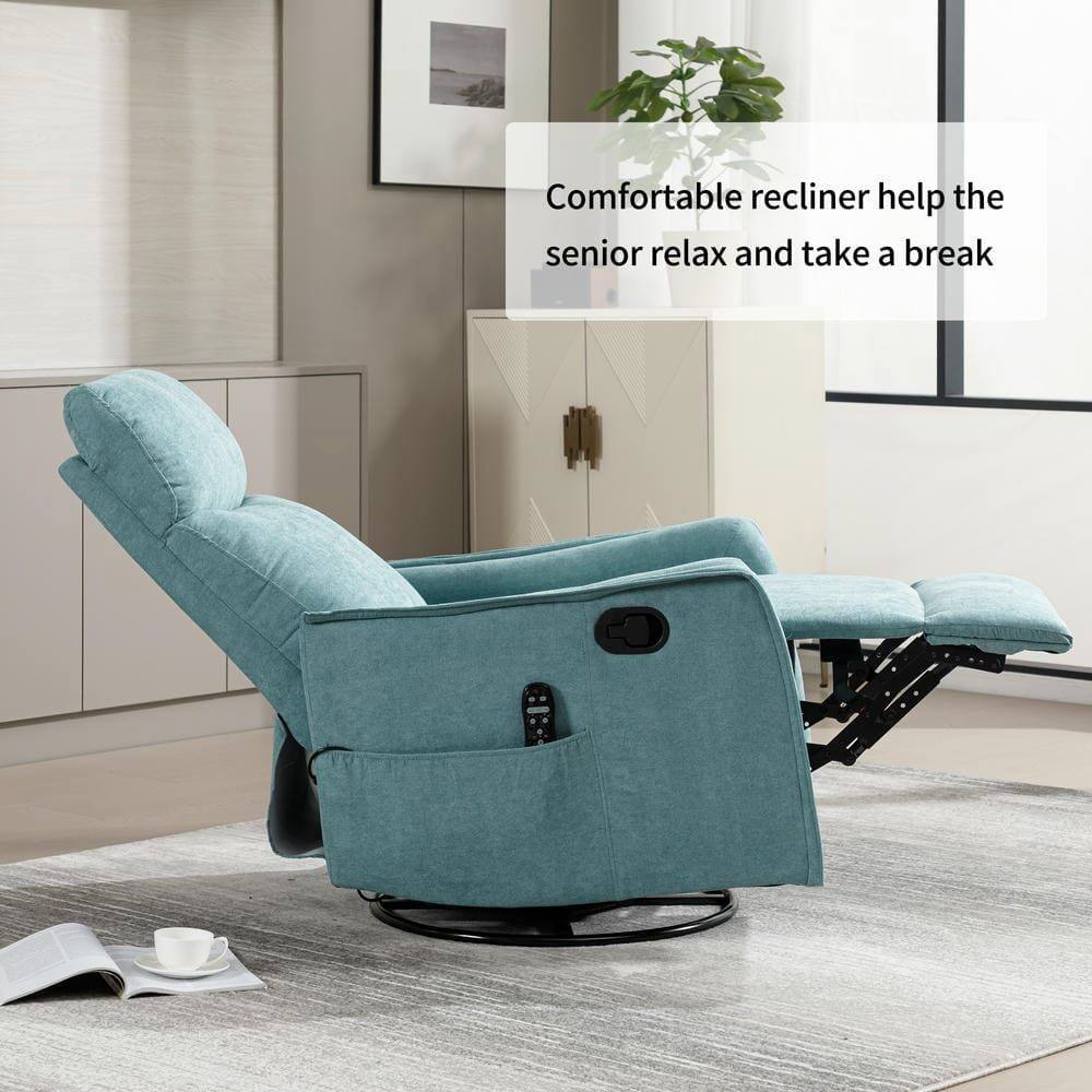 Comfortable recliner helps the senior relax and take a break.