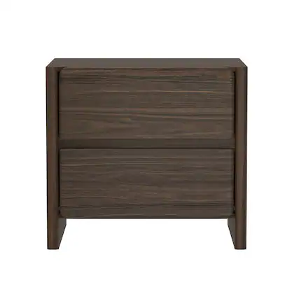 Front. Manhattan Comfort - Linda Modern 24" Nightstand - Walnut Brown.