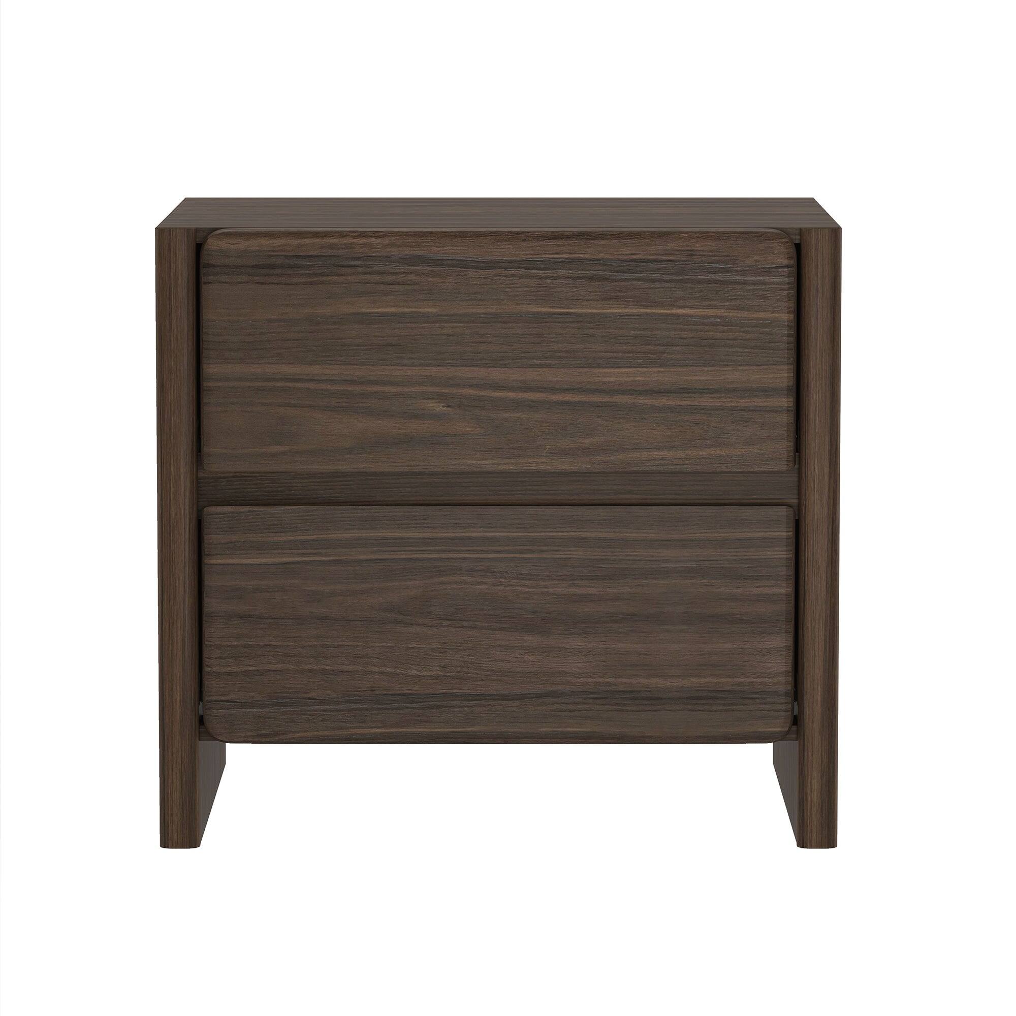 Front. Manhattan Comfort - Linda Modern 24" Nightstand - Walnut Brown.