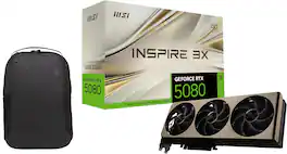 MSI - Inspire RTX 5080 16GB GDDR7 3X OC GPU, Triple Fan, PCIe 5.0, HDMI, 4K/8K (G5080-16I3C) Bundle w/ Alienware Backpack