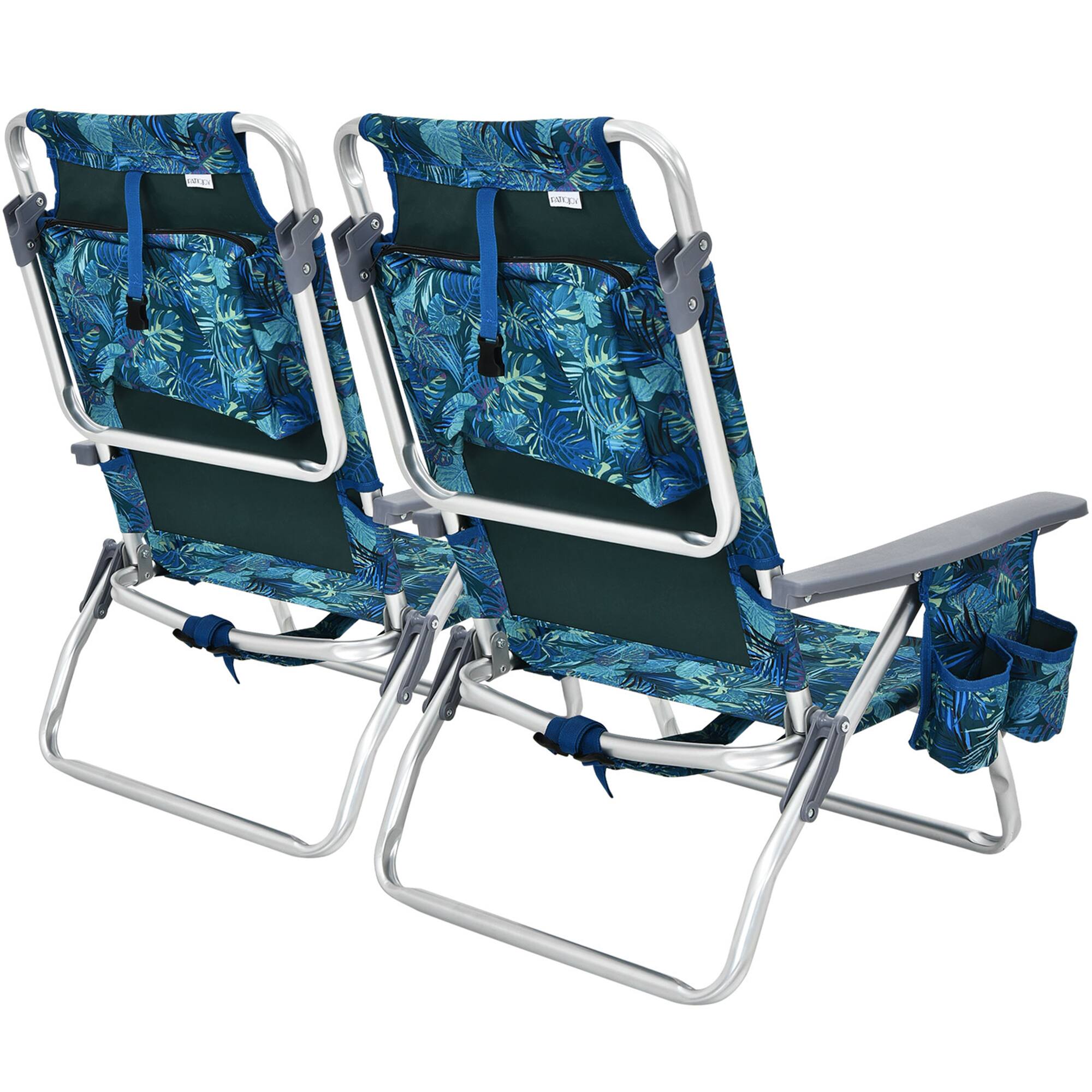 Alt View 9. Gymax - Gymax 2PCS Folding Backpack Beach Chair Reclining Camping Chair w/Storage Bag - Pattern.