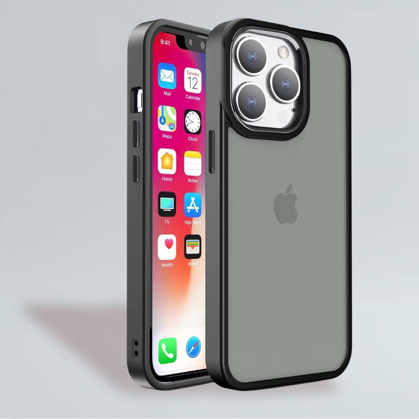 Entronix - Translucent Frosted Matte Case for iPhone 15 Pro - Stylish and Protective - Black