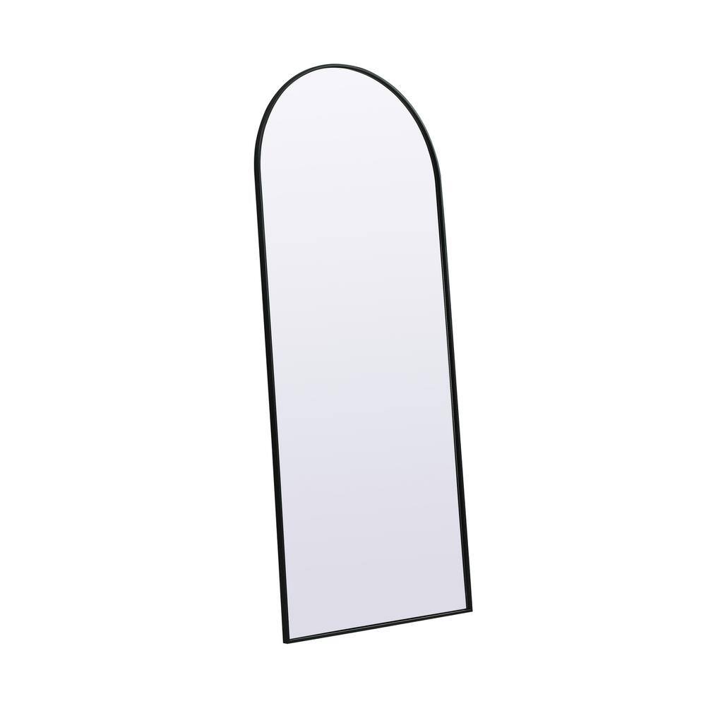 Left. Elegant Decor - Metal Frame Arch Full Length Mirror 32x76 Inch in Black - Black.