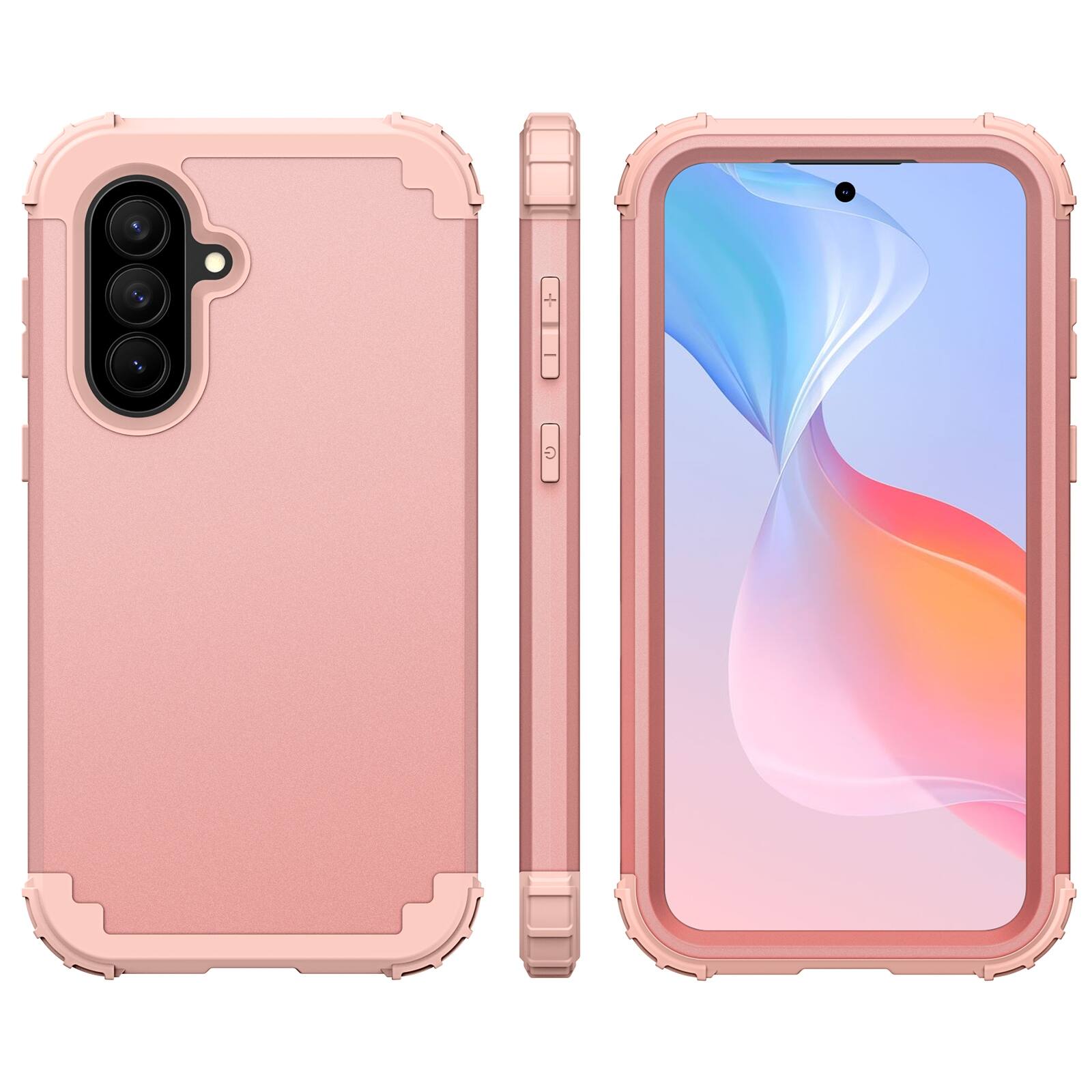 Angle. UUCOVER - Rugged Protective Case for Samsung Galaxy A57 5G, Shockproof Silicone+PC Case Heavy Duty Protection Back Cover - Rosegold.