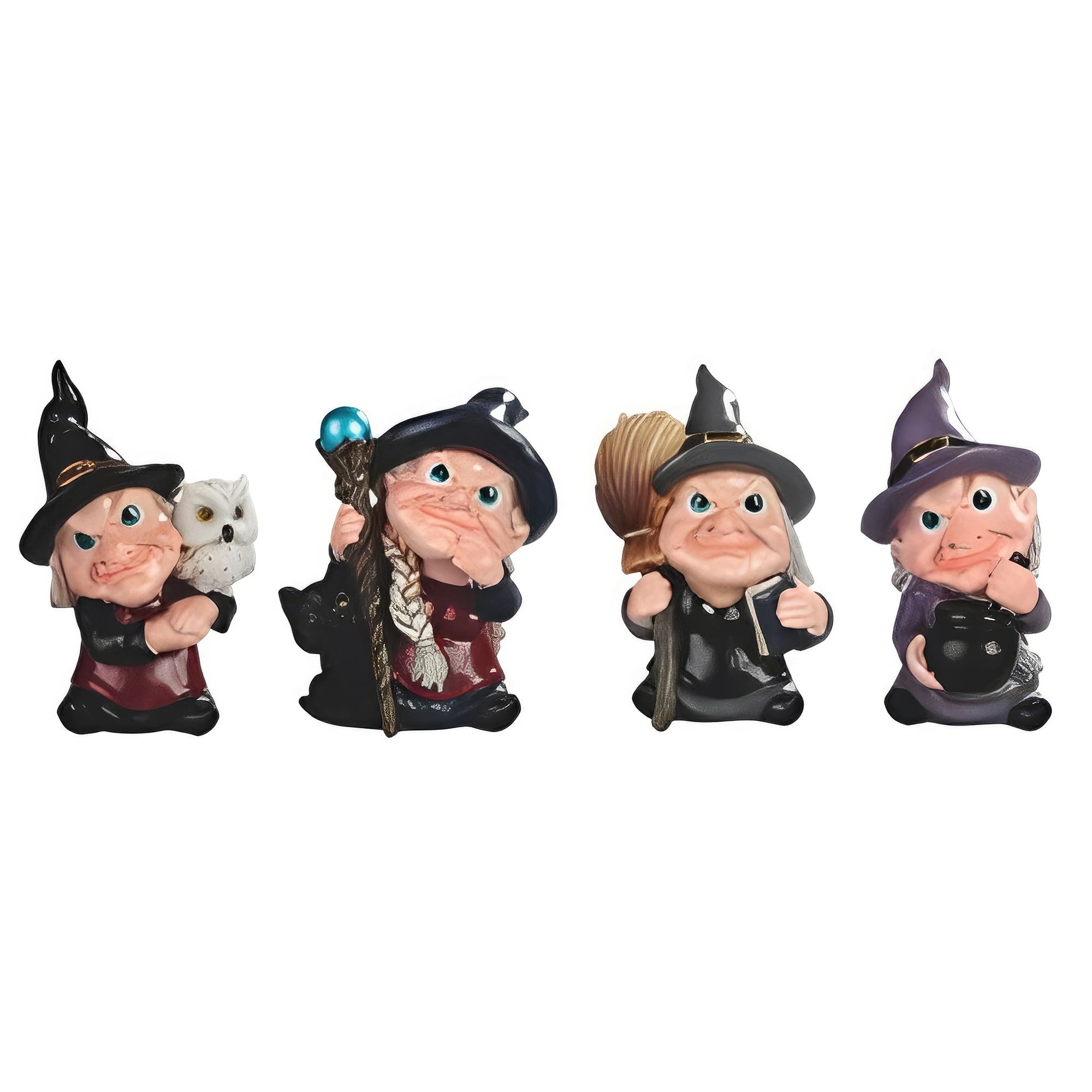 FC Design - 4-PC Set 3.75"H Witch Set Figurine Statue Office Desk Tabletop Home Decor Gift - Multi-Color