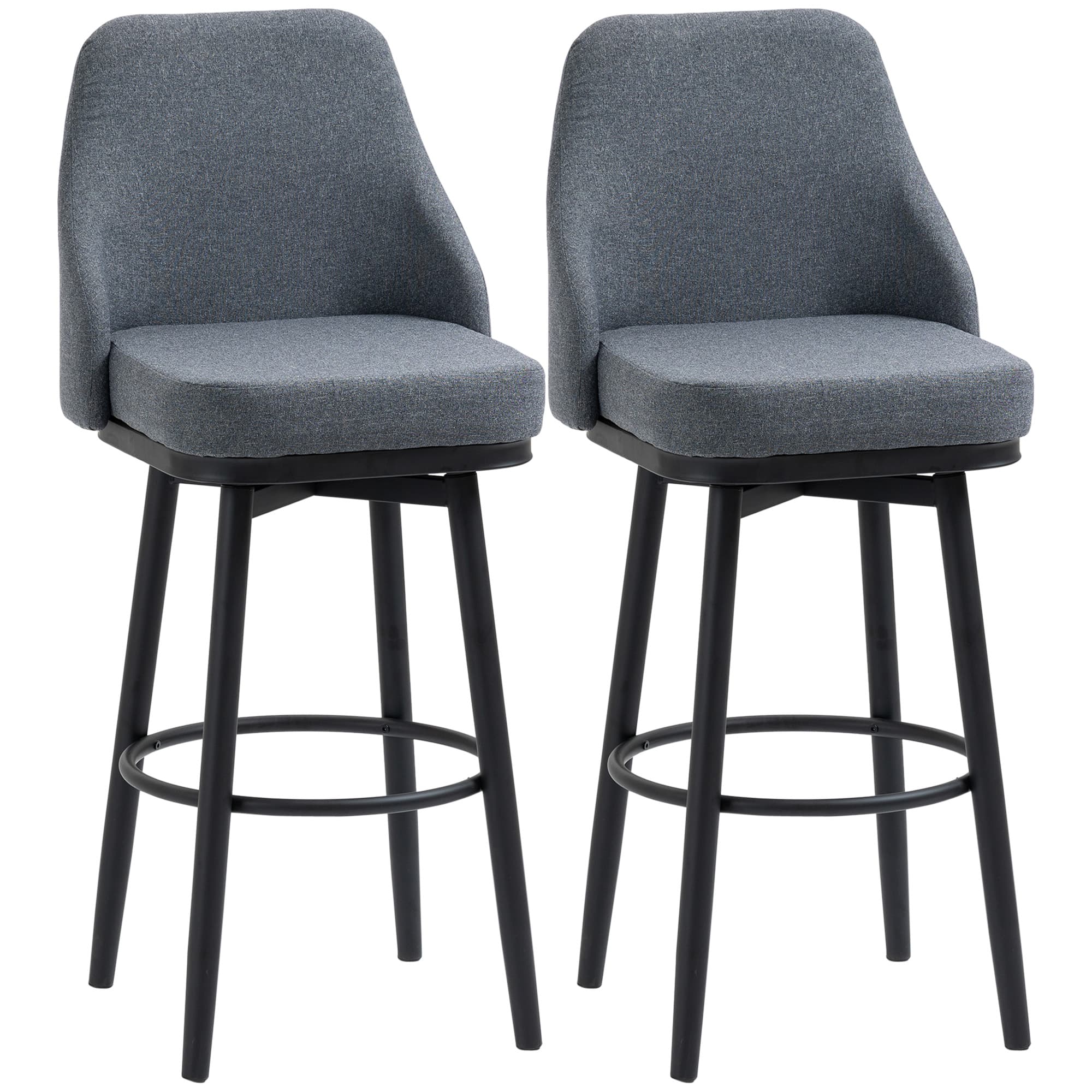 Homcom - Bar Height Bar Stools Set of 2, Modern 360° Swivel Barstools, 29.5 Inch Seat Height Upholstered Kitchen Chairs - Dark Gray price history on PriceWatchPro