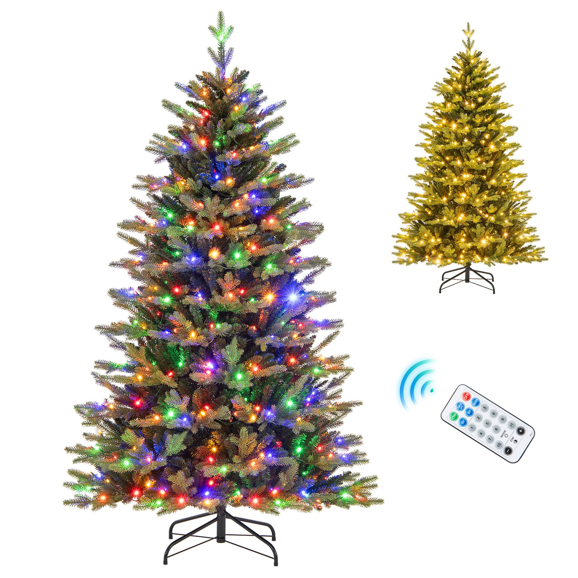 Front. Gymax - Gymax 6 FT Artificial Xmas Tree w/ 1168 Branch Tips 350 LED Lights 11 Lighting Modes - Green.
