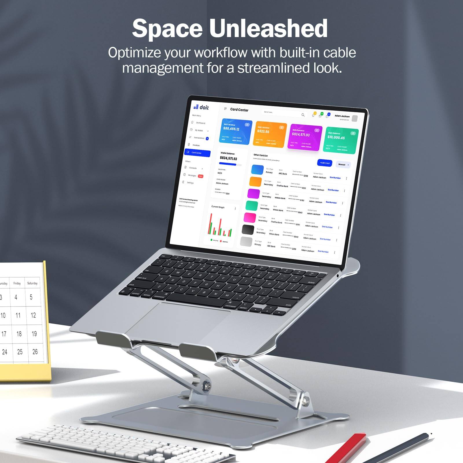 Space Unleashed  
Optimize your workflow with built-in cable management for a streamlined look.